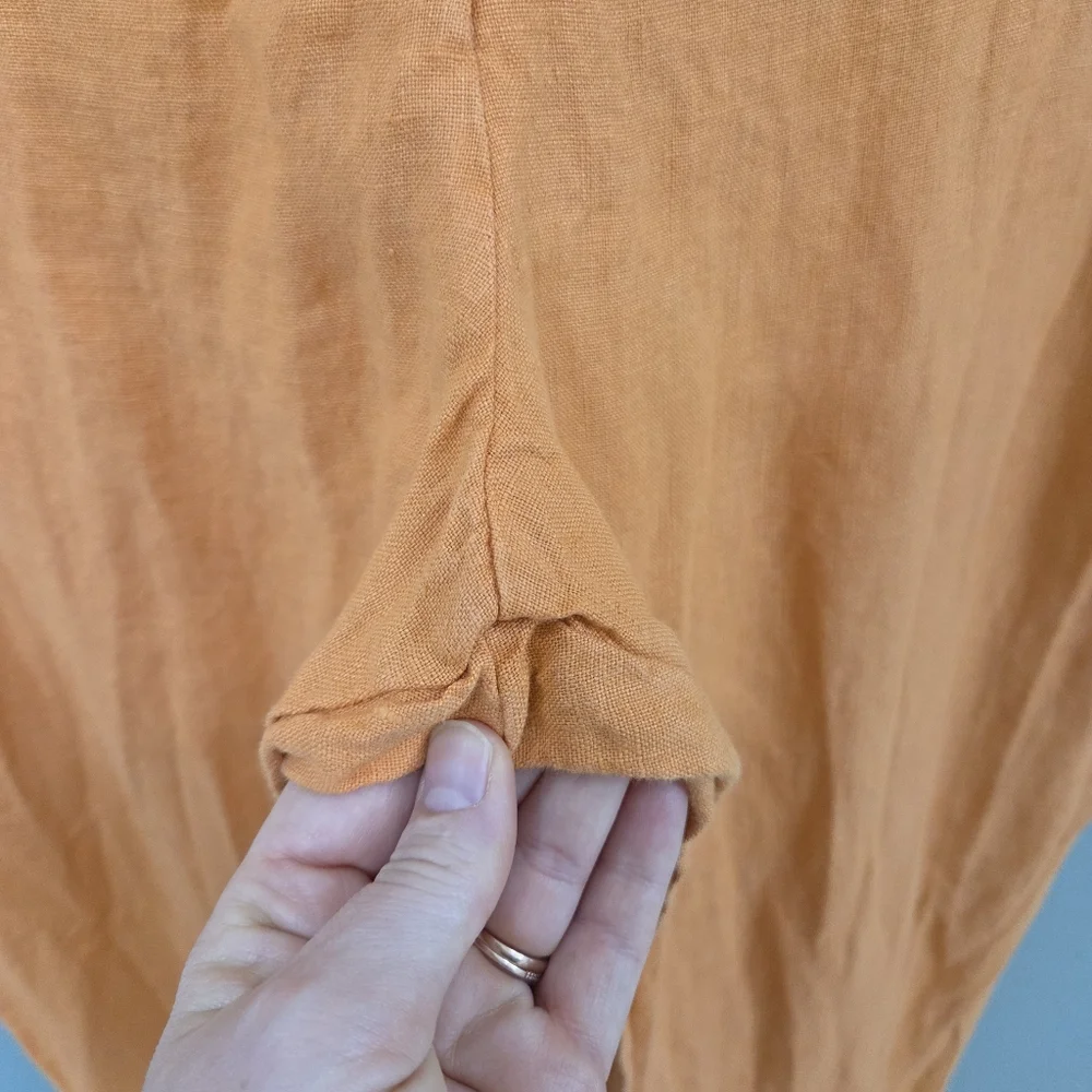 Flax 100% Linen Womens Pants Sunkist Orange Size Large Flowy‎ Coastal Beach